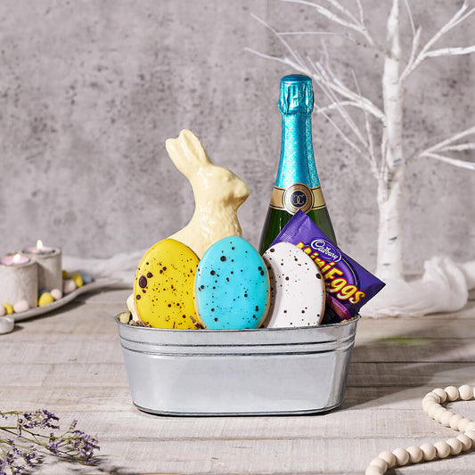 Sweet Tooth Easter Gift Basket, easter gift, easter, champagne gift, champagne, sparkling wine gift, sparkling wine, chocolate gift, chocolate