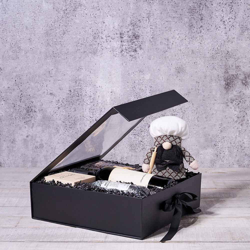 The Happy Snacking Chef Gift Box, wine gift, wine, gourmet gift, gourmet, chocolate gift, chocolate