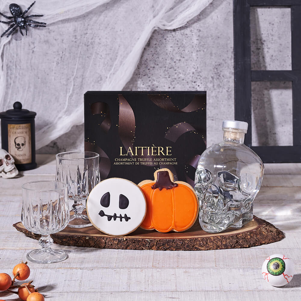 Halloween Vodka Treats Gift Basket – how the gift is presented