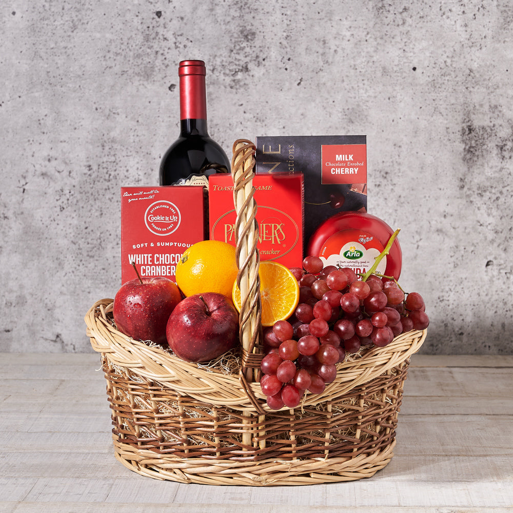 cookies, chocolate, fruit, Fruits Gift Baskets, Wine Gift Basket, wine, gourmet, bestSeller, wine gift basket delivery, delivery wine gift basket