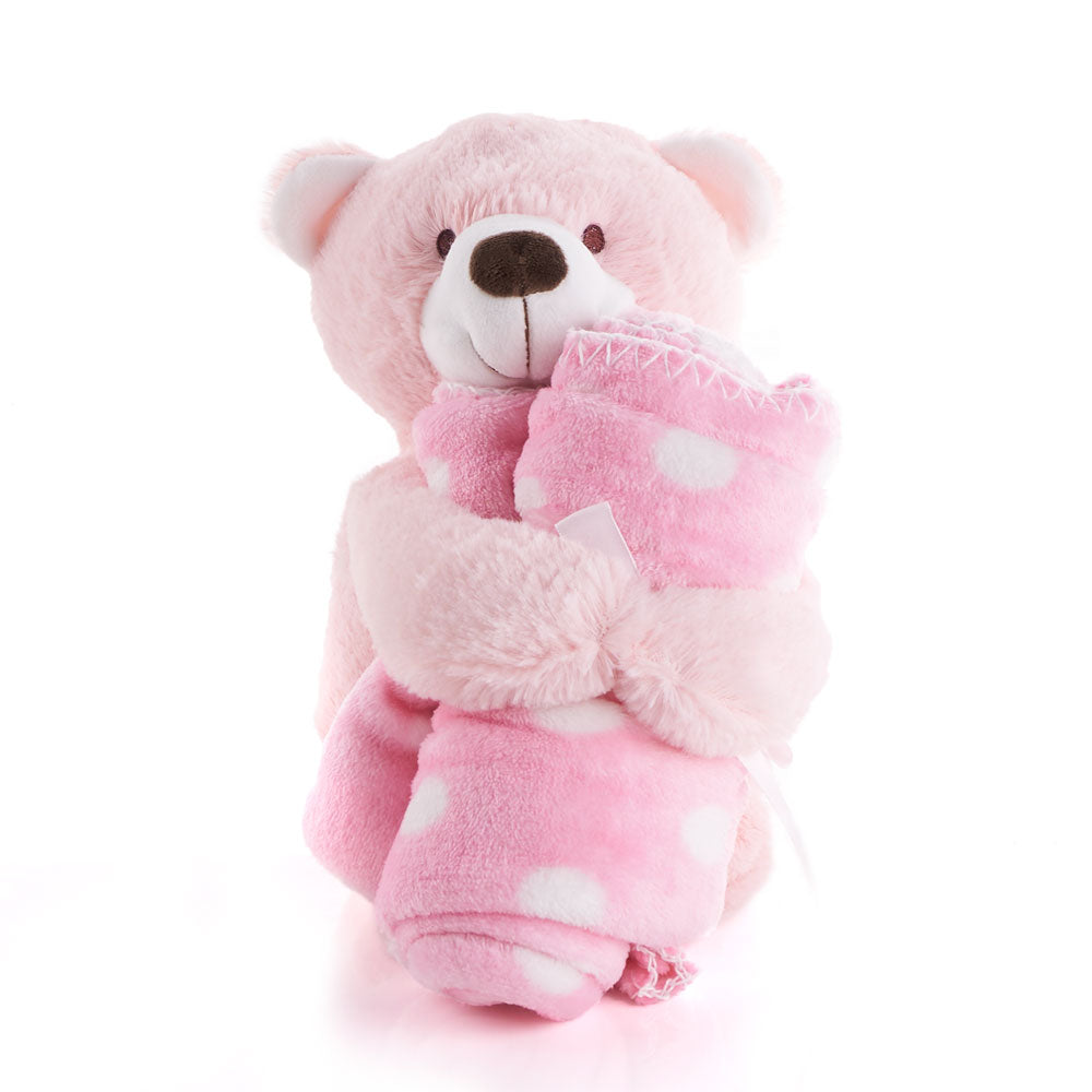Pink Hugging Blanket Bear, Baby Gifts, Baby Plushies, Toy Plushy, Baby Toys