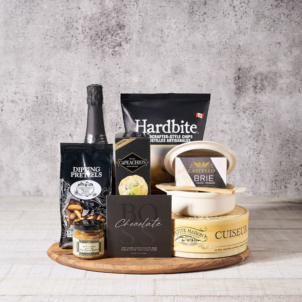 Appetizers & Champagne Set, Gourmet Gift Baskets, Wine Gift Baskets, Chocolate Gift Baskets, Cheese Gift Baskets, Chips, Champagne, Pretzels, Cheese