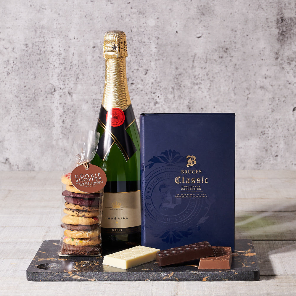 Gourmet Chocolates & Sparkling Wine Gift Basket, Gourmet Gift Baskets, Champagne Gift Baskets