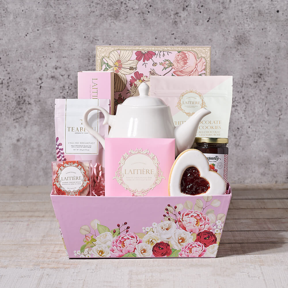 Gourmet Tea and Sweets Tray – how the gift is presented