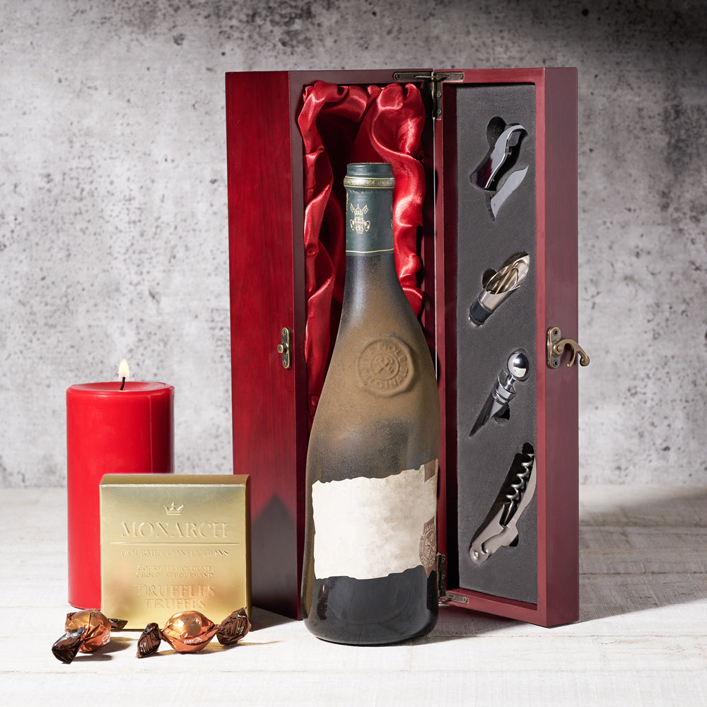 Wine and Monarch Chocolate Box – how the gift is presented
