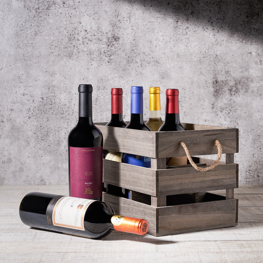 Rustic Wine Crate with Six Bottles – how the gift is presented