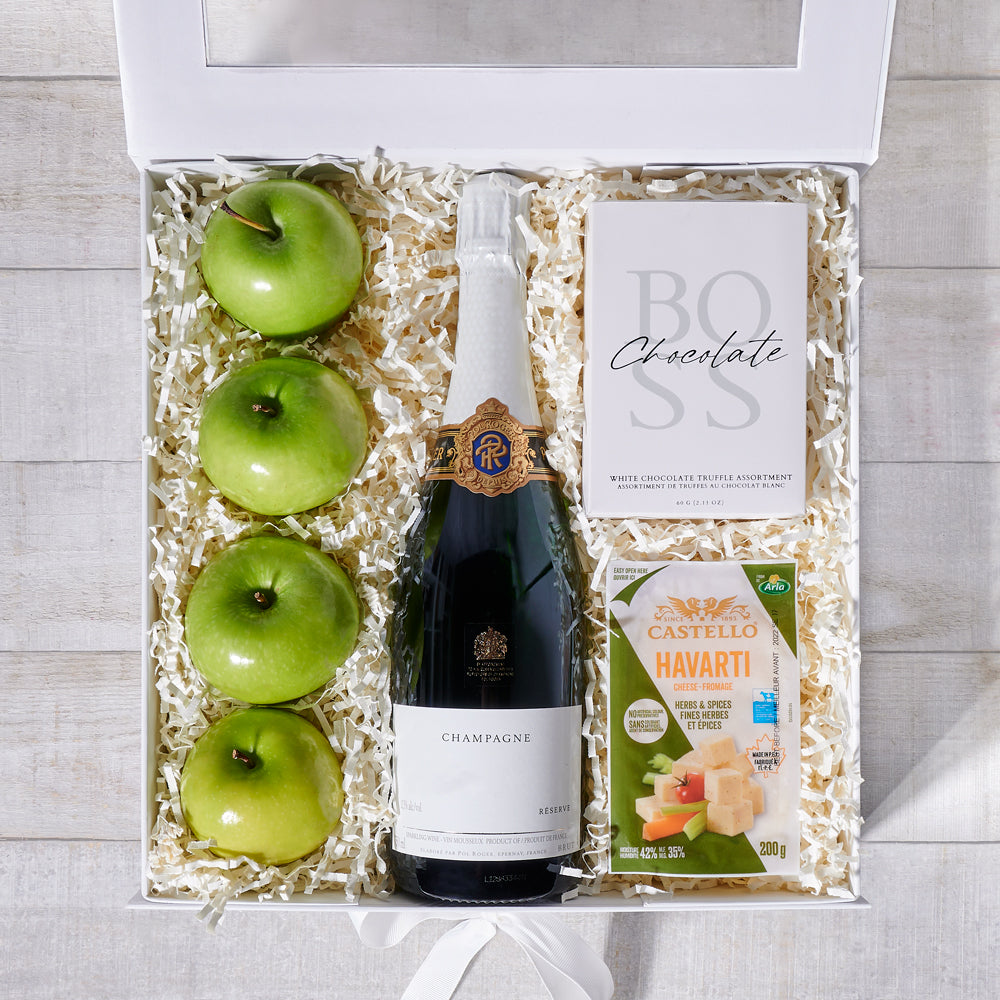 Sparkling Wine and Apple Treats – how the gift is presented