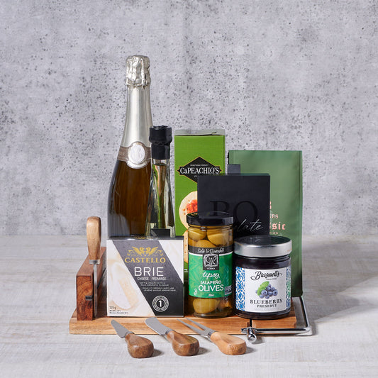 Champagne & Gourmet Celebration Gift, gourmet gift, gourmet, champagne gift, champagne, sparkling wine gift, sparkling wine, cheeseboard gift, cheeseboard