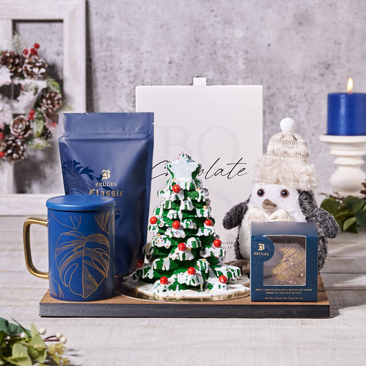 “Baby It’s Cold Outside” Basket, gourmet gift baskets, Christmas gift baskets, holiday gift, holiday, christmas gift, christmas, hot chocolate gift, hot chocolate 