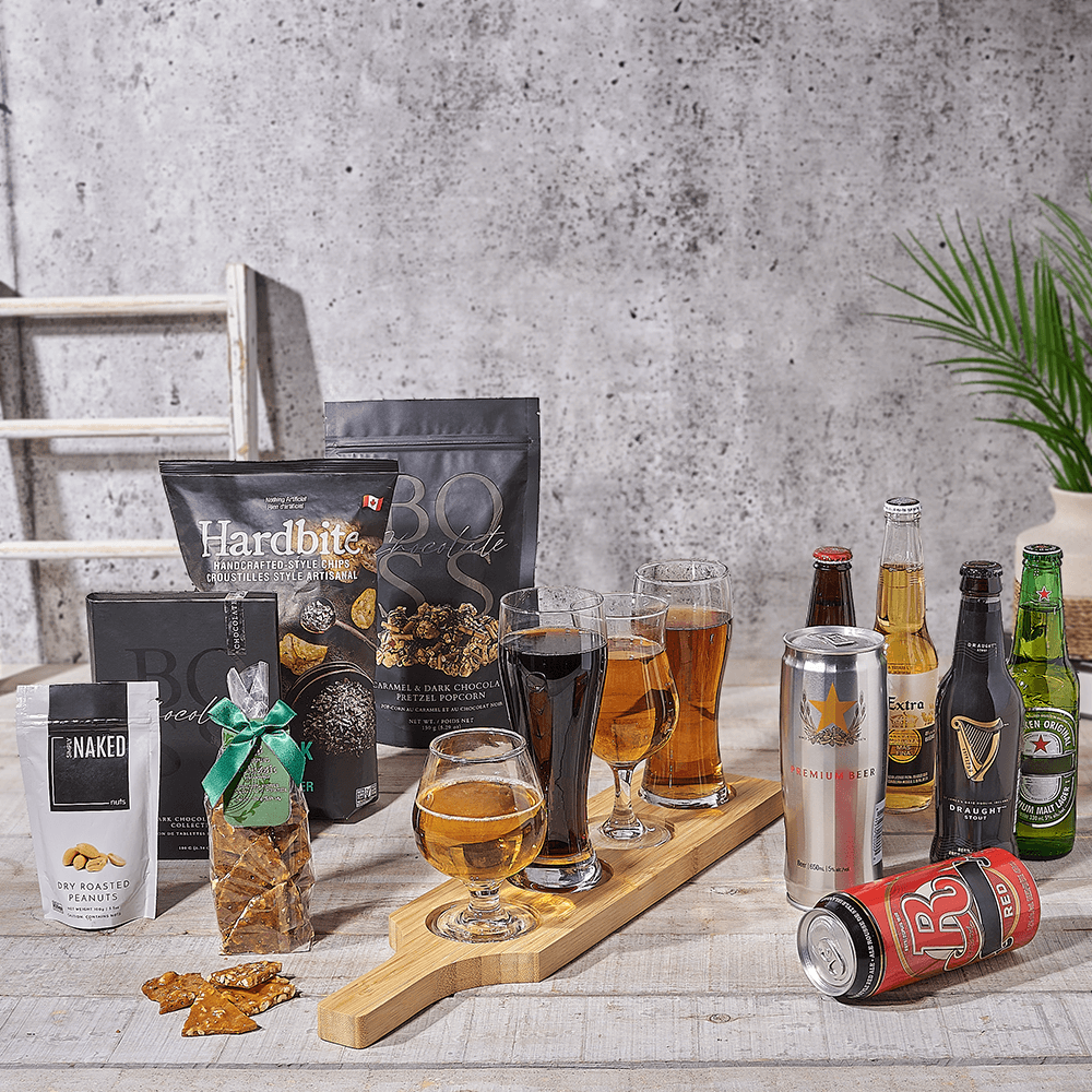Beer Flight Gift Box with Snacks – how the gift is presented