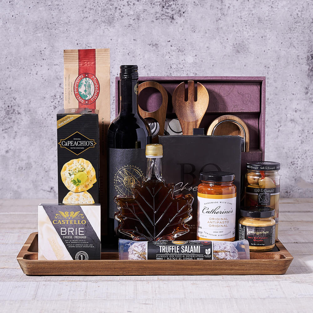 Brie and Maple Wine Gift Basket – how the gift is presented