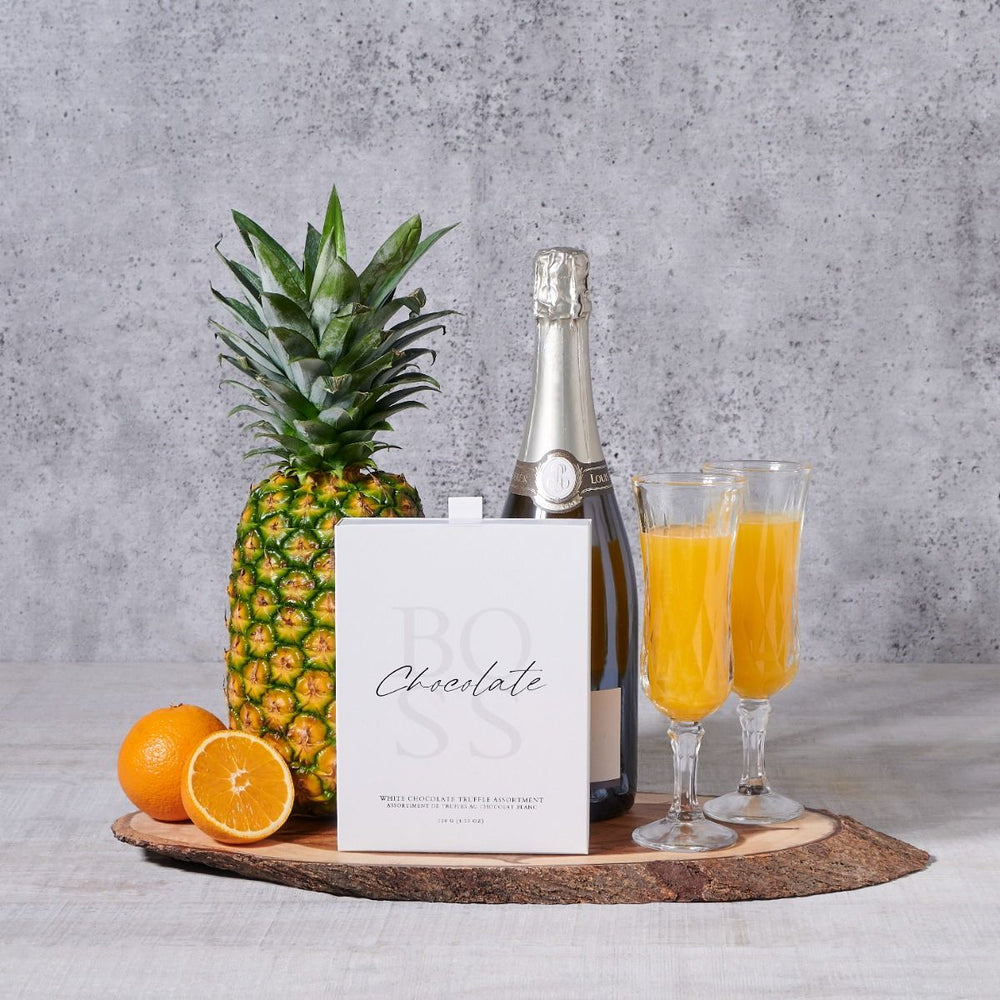 Sparkling Wine Basket with Citrus Fruits – how the gift is presented
