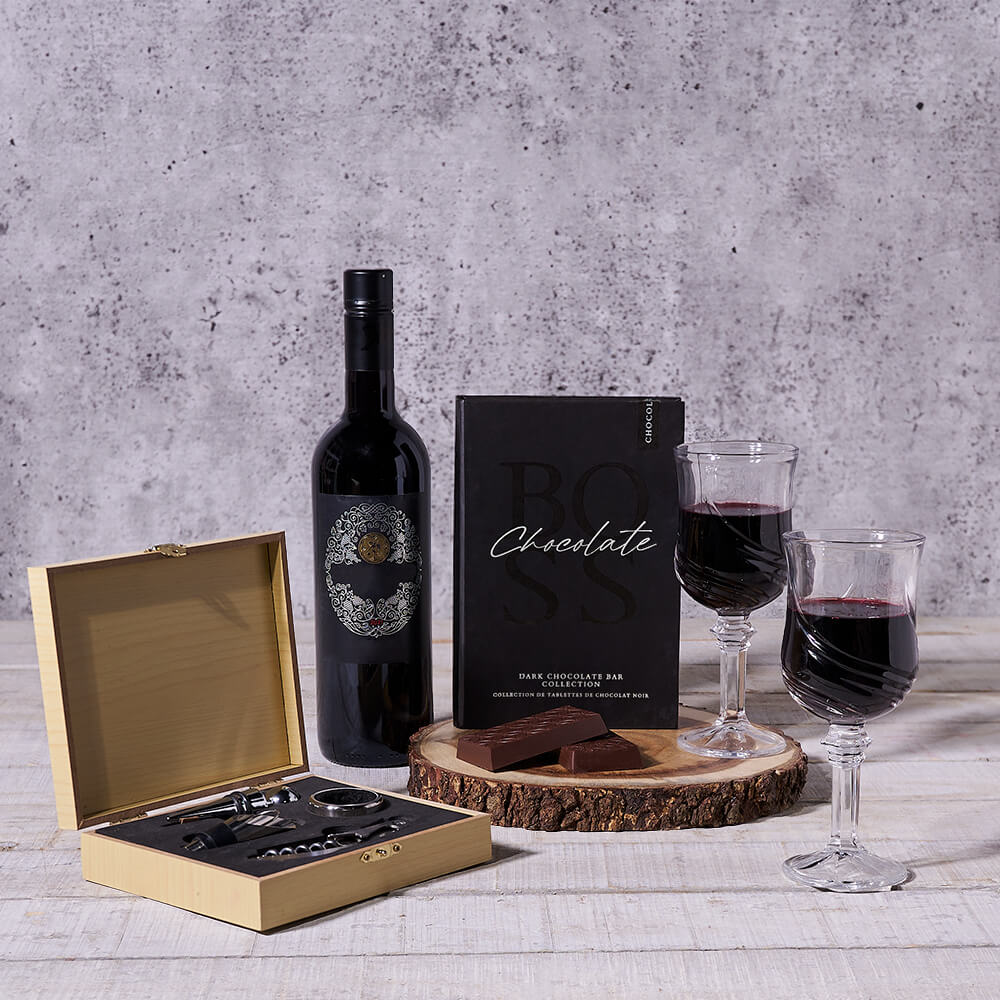 Gift Basket with Wine and Accessories – how the gift is presented