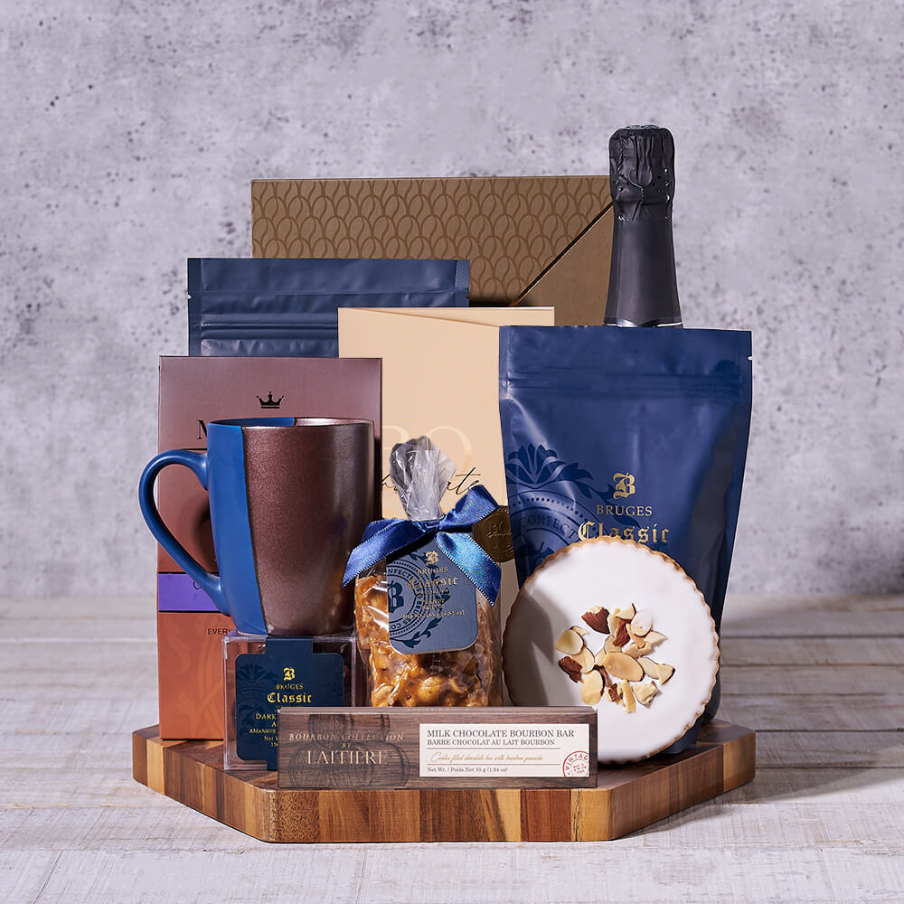 Artisan Chocolates and Sparkling Wine Tray – how the gift is presented