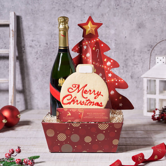 Christmas Champagne & Chocolate Gift Basket, christmas gift, christmas, holiday gift, holiday, chocolate gift, chocolate, champagne gift, champagne, sparkling wine gift, sparkling wine, gourmet gift
