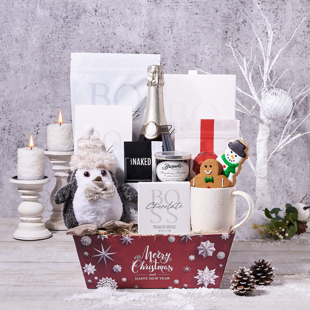 Sparkling Wine Basket for Christmas Gift – how the gift is presented