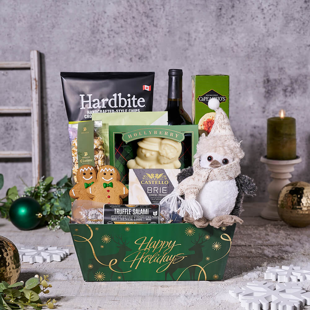Christmas Wine and Salami Gift – how the gift is presented