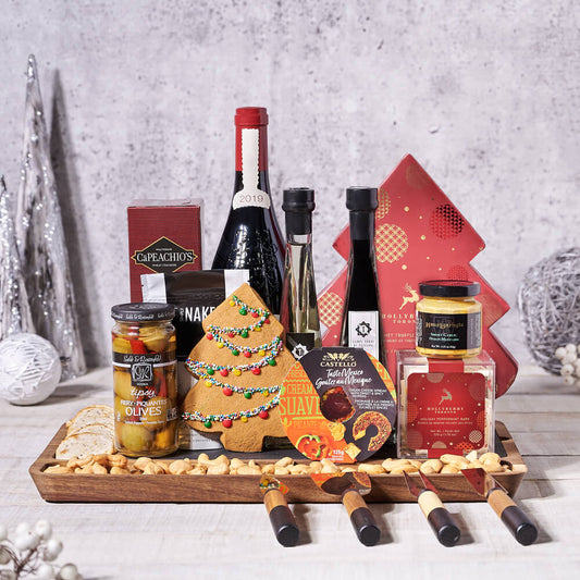 Christmas Wine Box Bounty Basket, christmas gift, christmas, holiday gift, holiday, wine gift, wine, gourmet gift, gourmet, cheeseboard gift