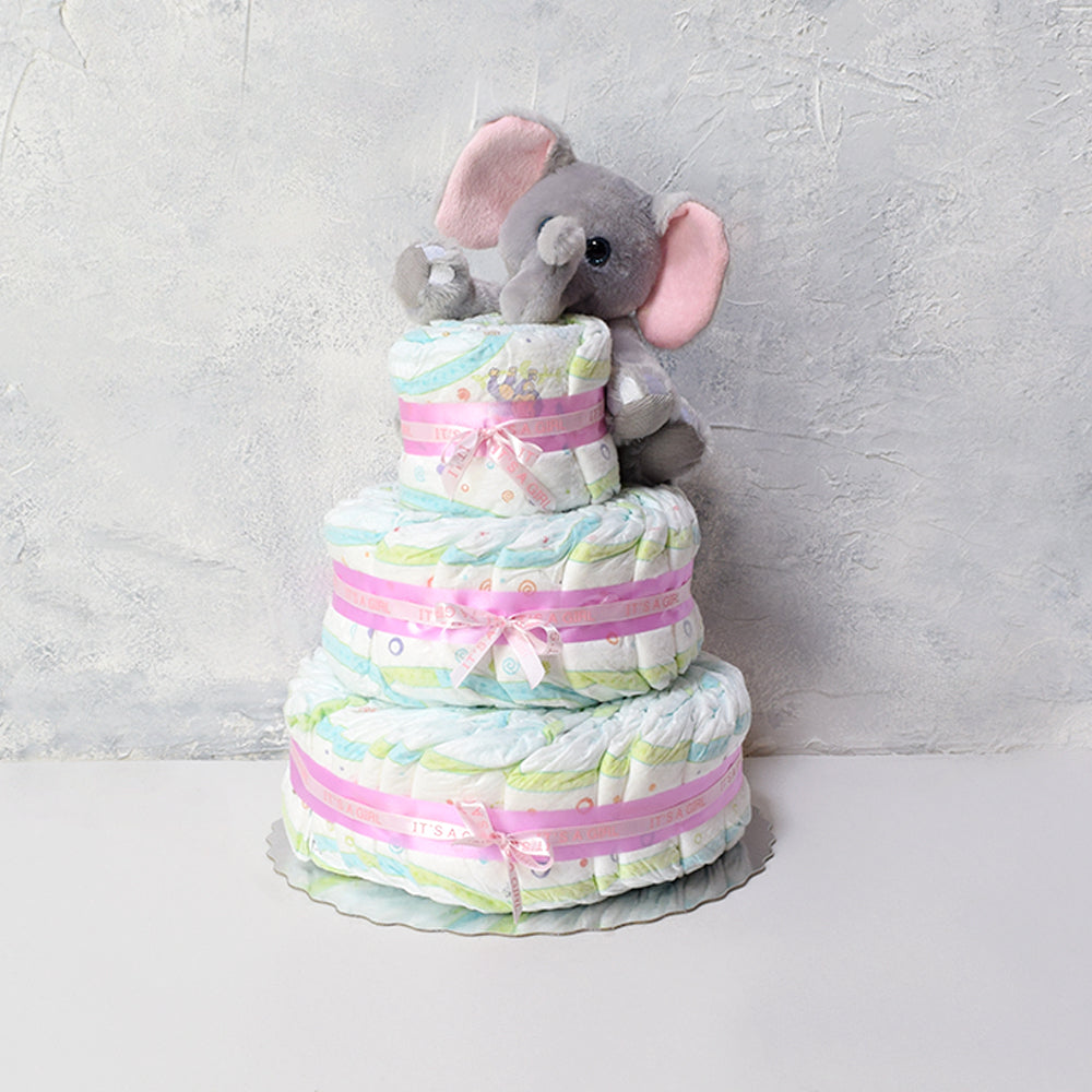 Elephant Plush Diaper Cake – how the gift is presented