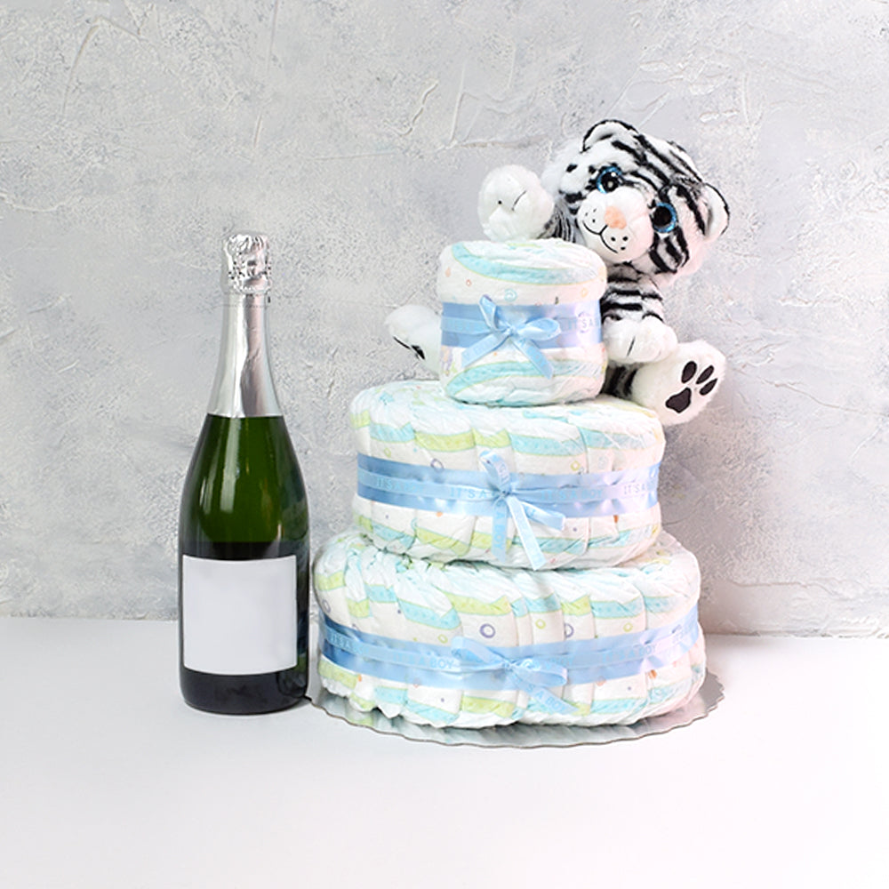 Sparkling Wine and Plush Tiger Gift – how the gift is presented