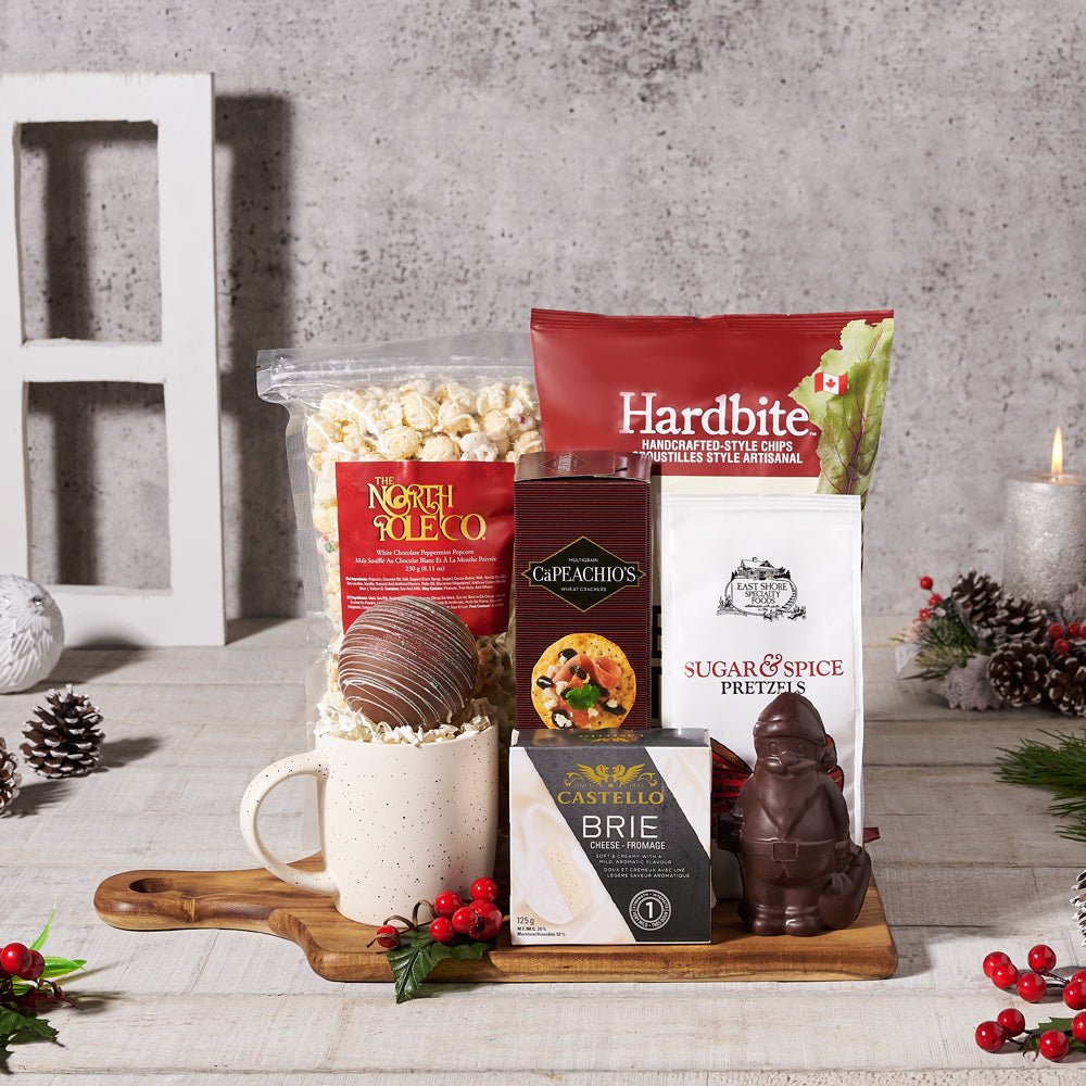 Christmas Cheese and Crackers Basket – how the gift is presented