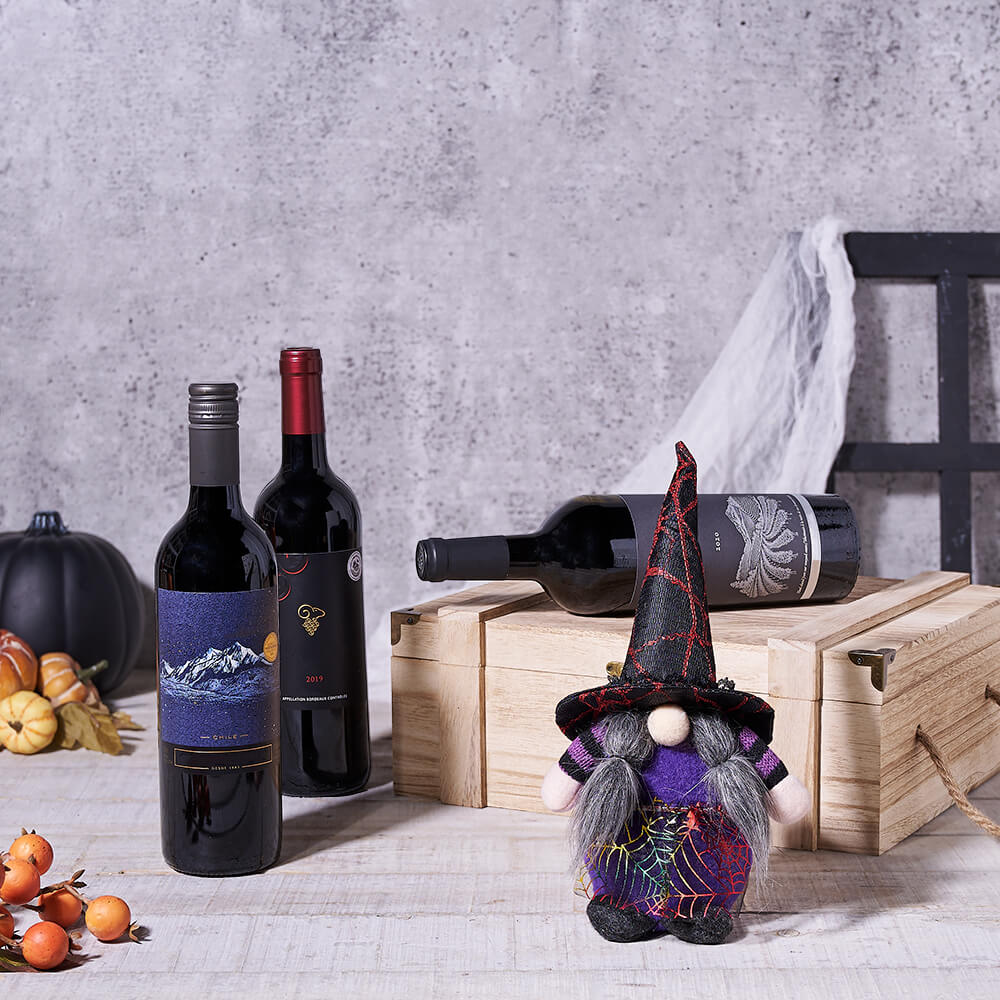 Wine Set with Witch Plush – how the gift is presented