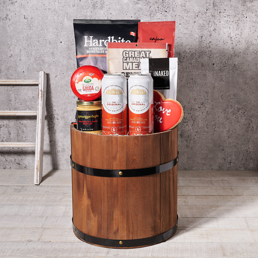 Rustic Wooden Barrel Beer Gift – how the gift is presented