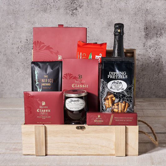 Champagne & Chocolate Gift Basket, Valentine's Day gifts, sparkling wine gifts