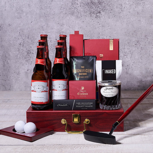 Dad’s Day Off Golfing Gift Set, beer gift basket, gourmet gift basket, chocolate gift basket, golf putting set