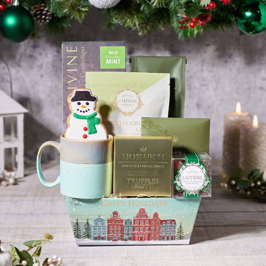 Festive Chocolate Gift Basket, christmas gift, christmas, holiday gift, holiday, gourmet gift, gourmet, coffee gift