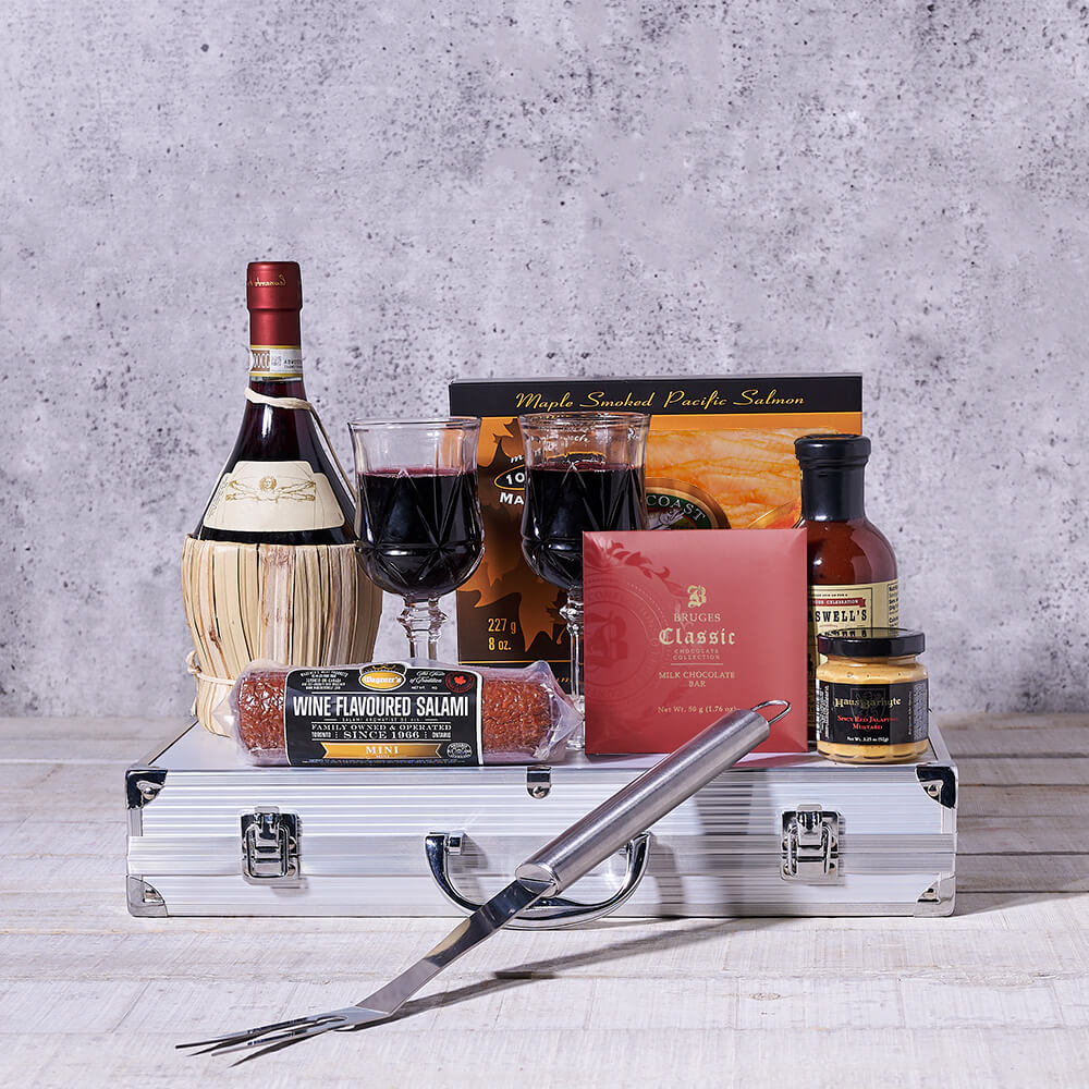 Wine and BBQ Tools Basket – how the gift is presented