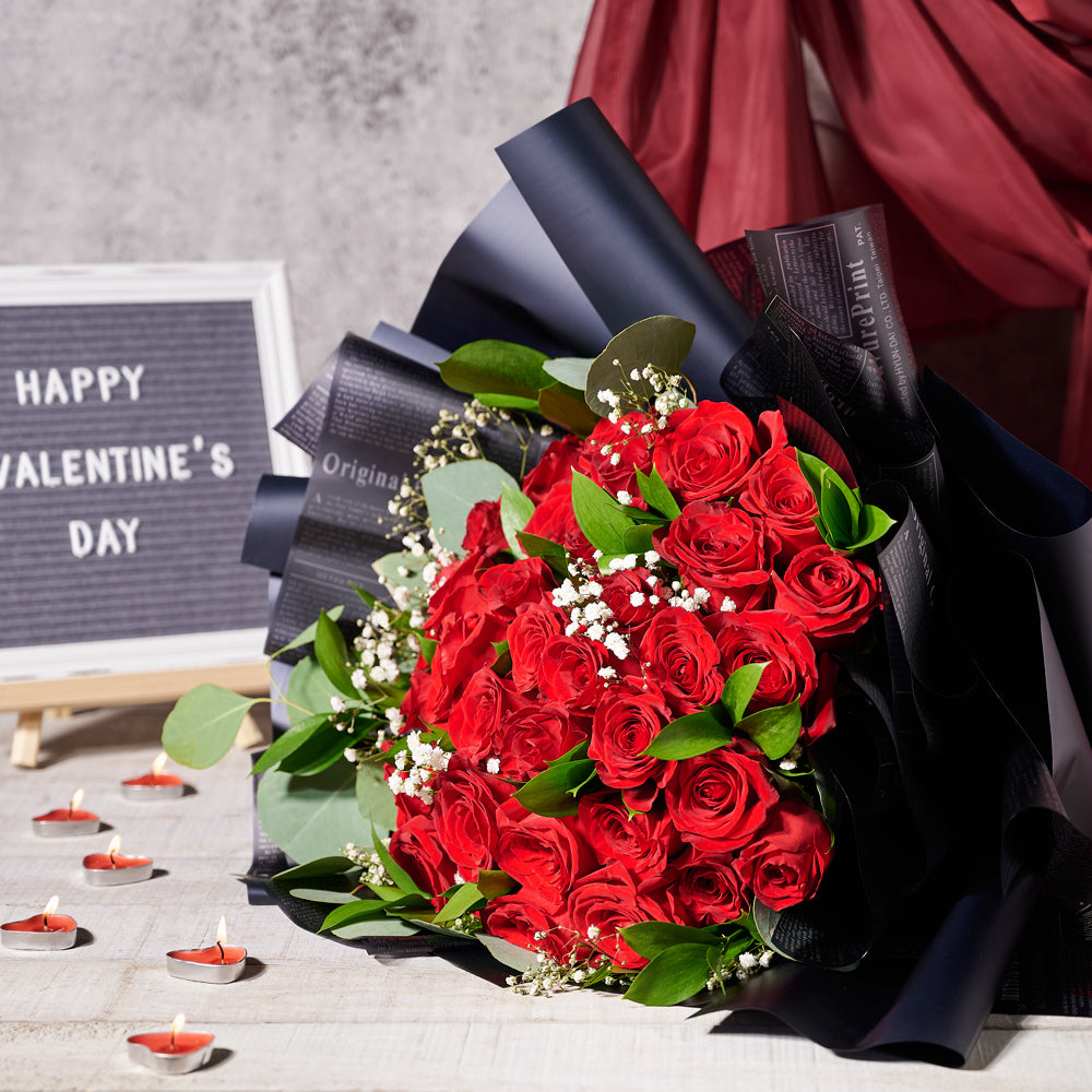 Red Rose Flower Bouquet – how the gift is presented