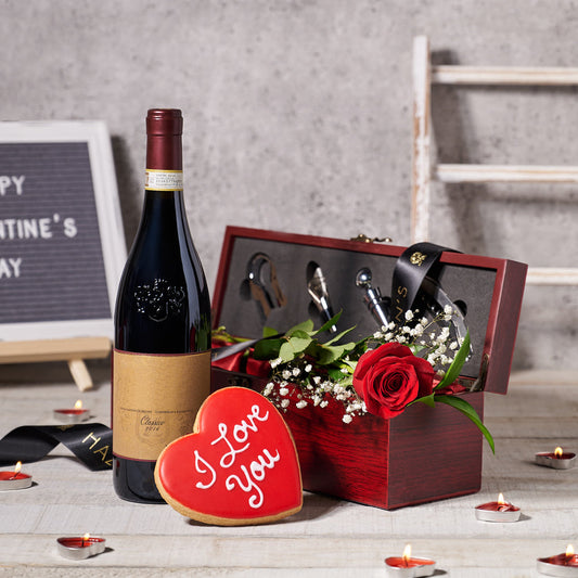 Wine Box Gift Basket, Hazelton's Same Day Delivery, Valentine's Day gifts, rose gifts, wine gifts