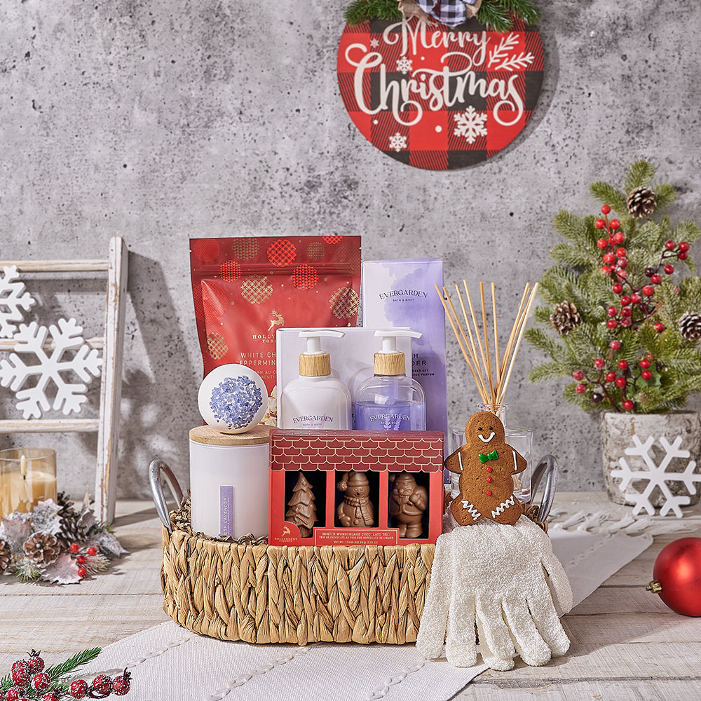 White Chocolate Peppermint Spa Basket – how the gift is presented