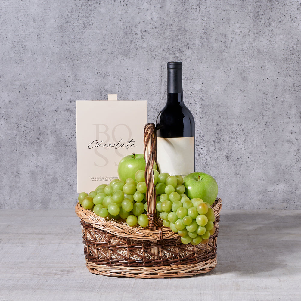 Two-Tone Wicker Wine Basket – how the gift is presented