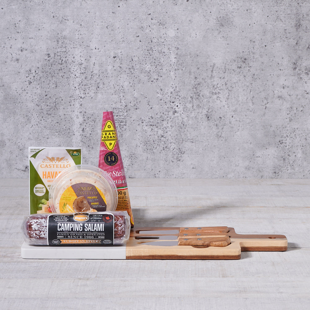 Acacia Wood Cheese Board Gift – how the gift is presented