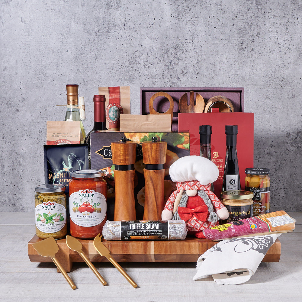 Gourmet Italian Gift Basket with Wine – how the gift is presented