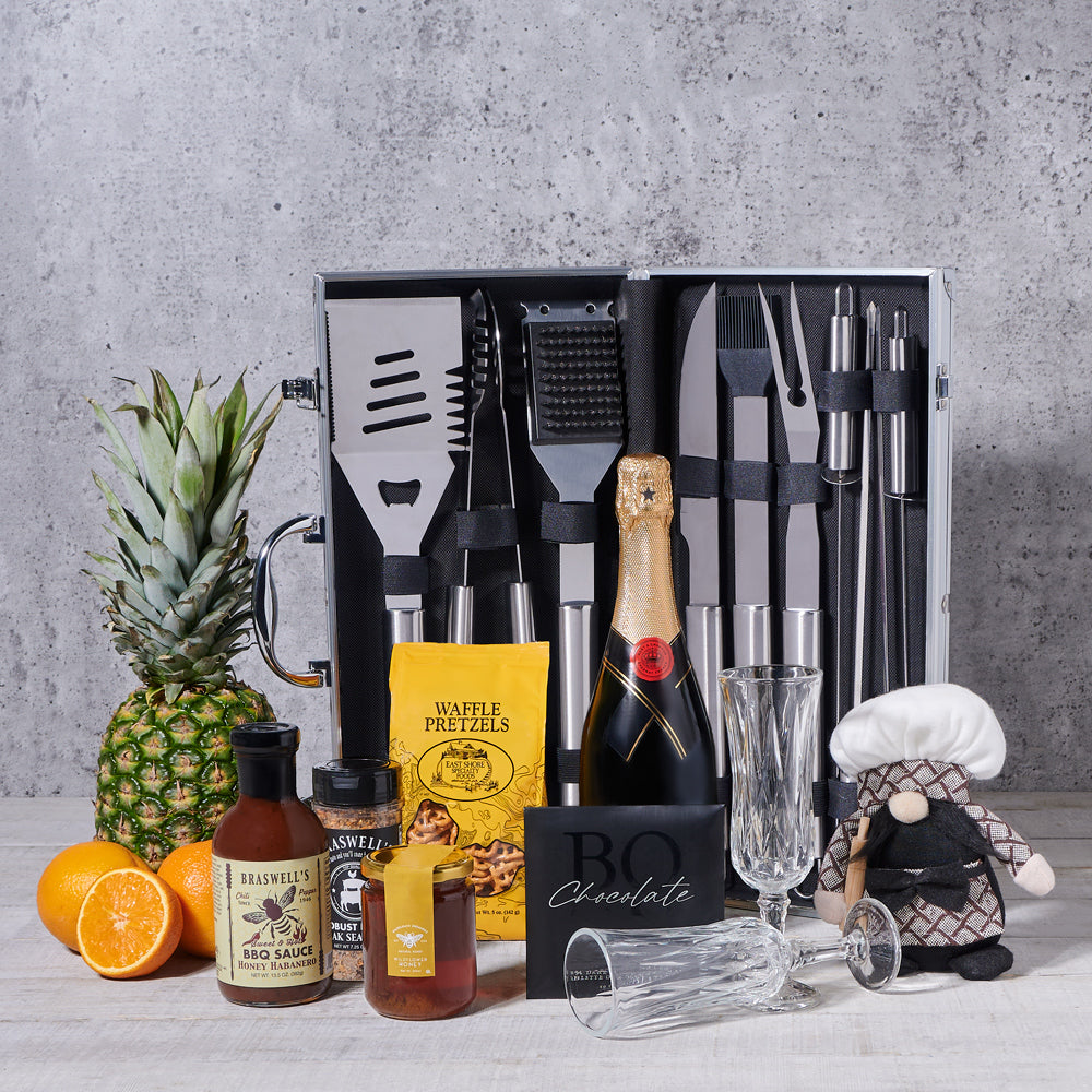 Sparkling Wine and BBQ Grill Gift – how the gift is presented