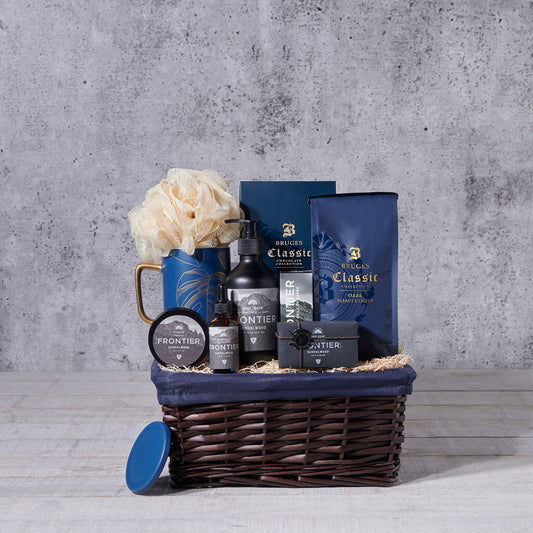 Sandalwood Glow Men’s Spa Gift, spa gift, spa gift basket, spa items, bath products for him, spa gift for him