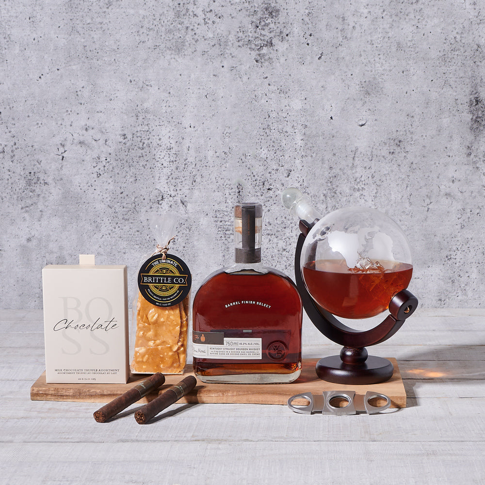Etched Globe Decanter Gift Board – how the gift is presented