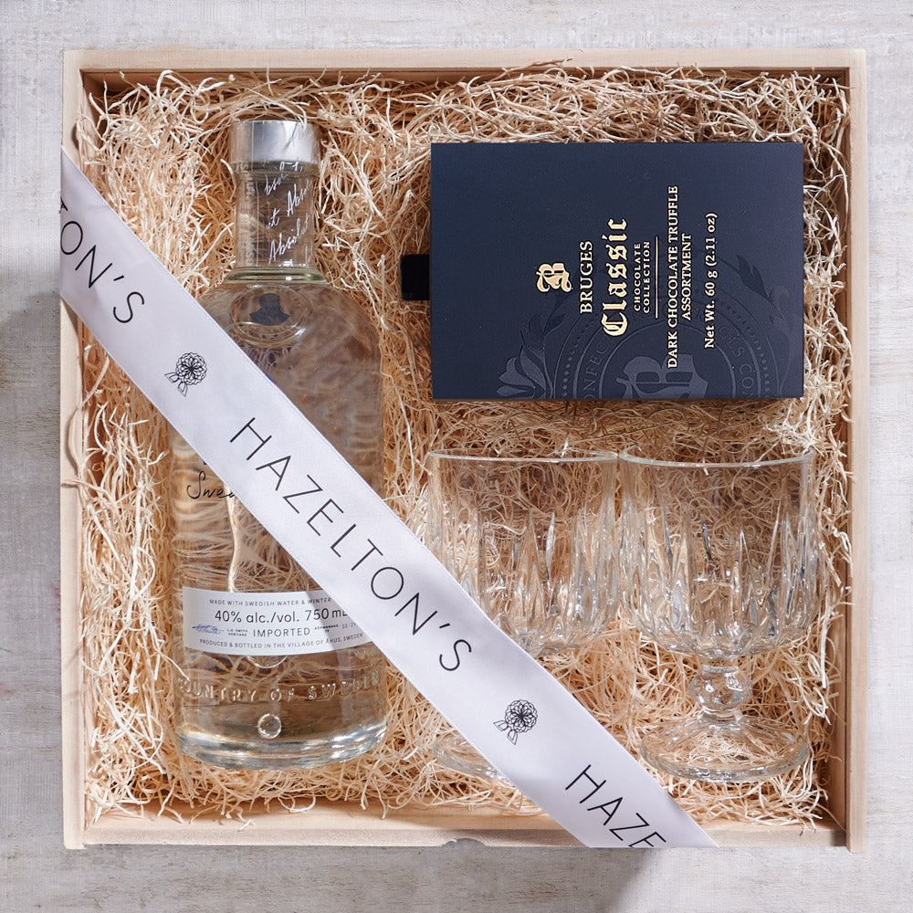 Vodka with Truffles Wooden Box – how the gift is presented