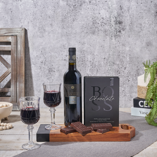 Kosher Wine & Chocolate for Two Gift Set, wine gift, wine, kosher gift, kosher, chocolate gift, chocolate