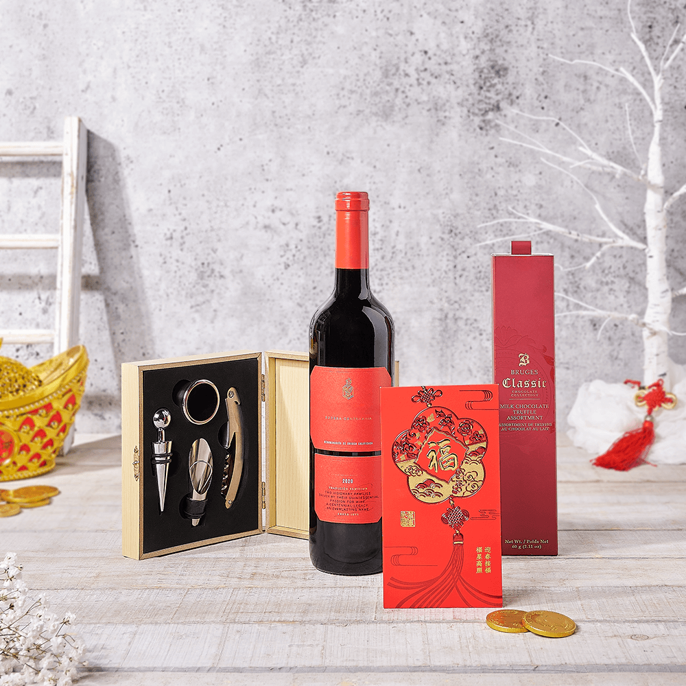 Lunar New Year Lucky Wine Set – how the gift is presented