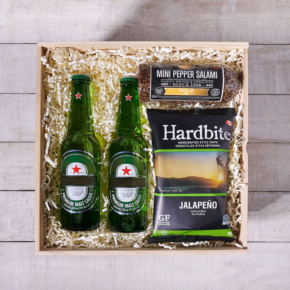 Beer Gift Box with Mini Salami – how the gift is presented