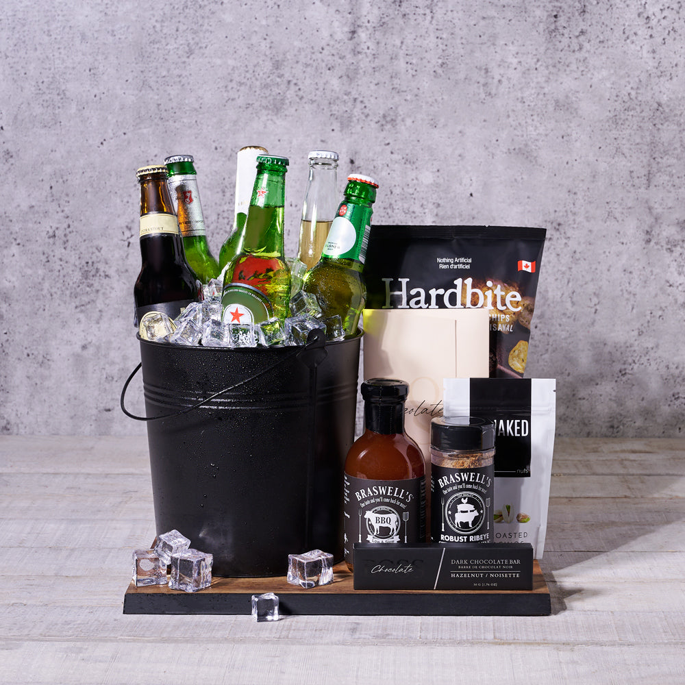 Beer Gift Basket with Ice Bucket – how the gift is presented