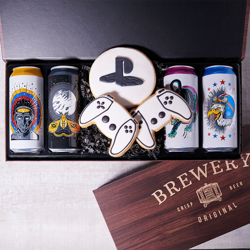 Craft Beer with Gaming-Themed Cookies Box – how the gift is presented
