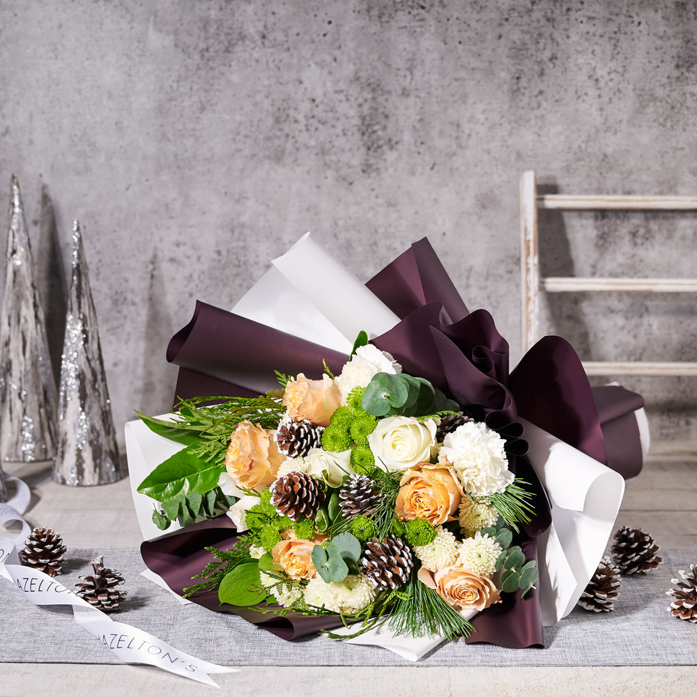 Christmas Floral Wrap Bouquet – how the gift is presented