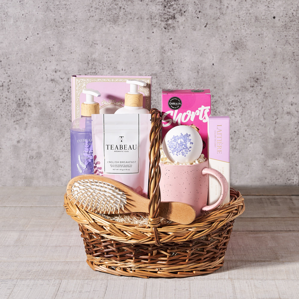 Lavender Spa Relaxation Basket – how the gift is presented
