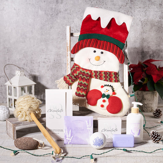 Spa Snowman Stocking Stuffer, Christmas Spa Gifts, Christmas Spa Gift Baskets, Christmas Stocking Gifts, Chocolates, Spa Gifts, Xmas Gift Baskets