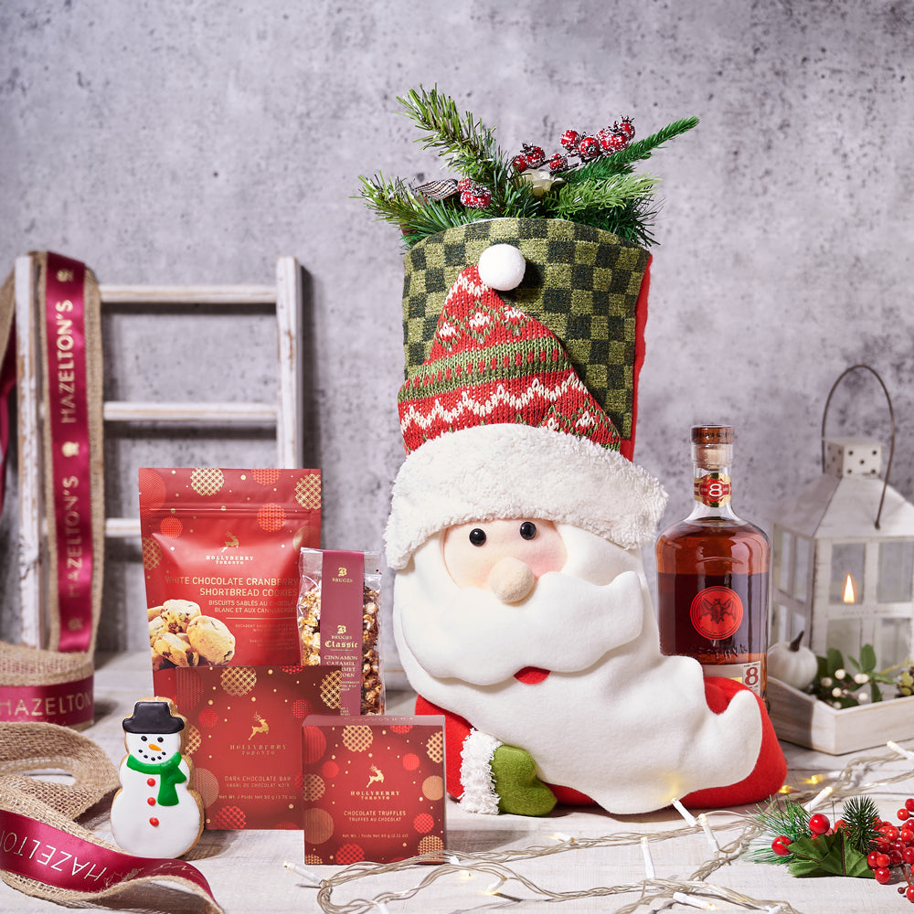 Santa’s Stocking Gift Set With Liquor, Liquor Gift Set,  gourmet gifts,  gourmet,  Christmas Cookie,  Christmas set,  christmas,  Set 23961-2021,  xmas2018,  Liquor,  Cookies,  chocolate, liquor gift set delivery, delivery liquor gift set, chrsitmas set